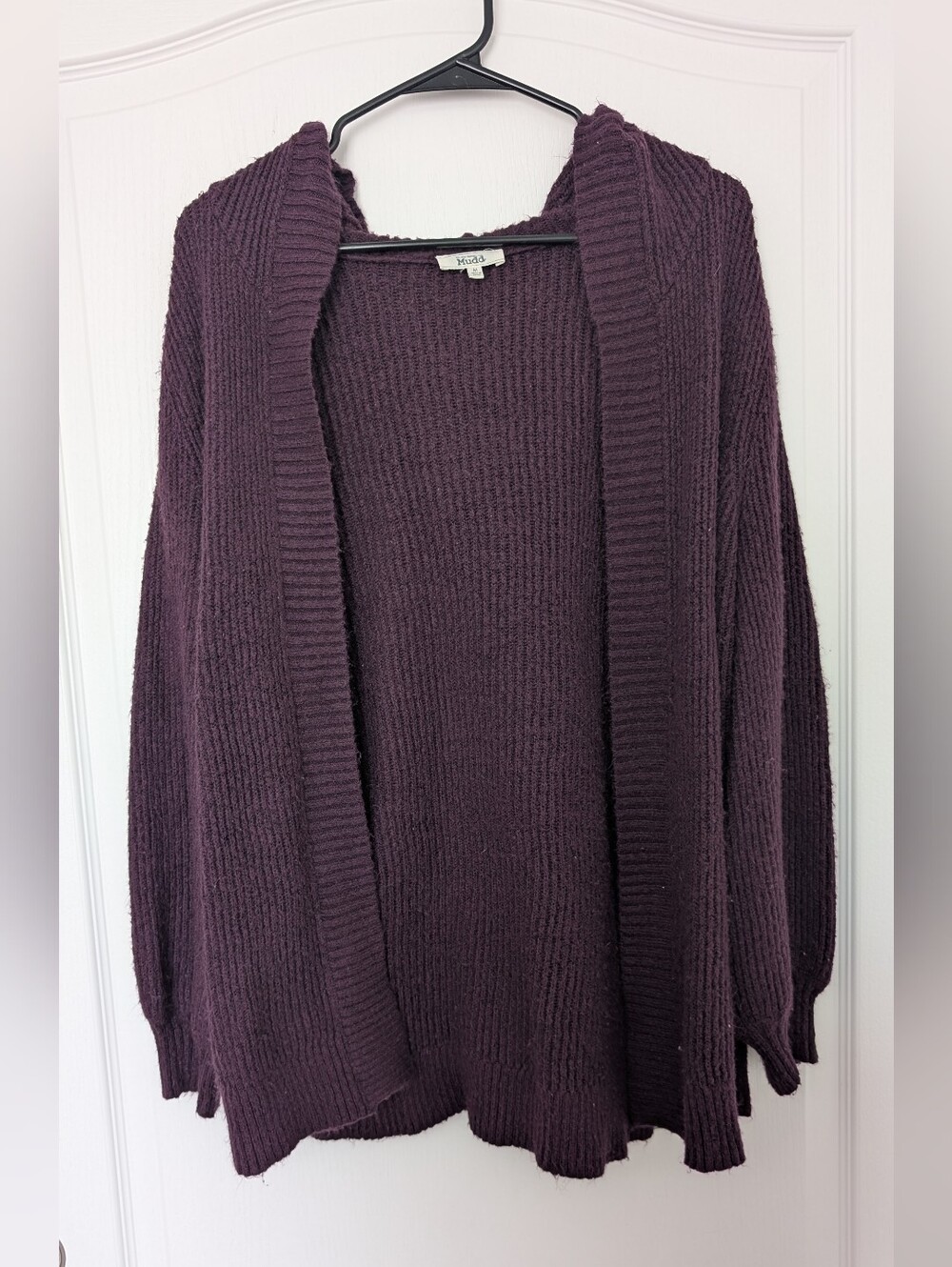 Mudd Open Hooded Purple Sweater Cardigan Size Medium
